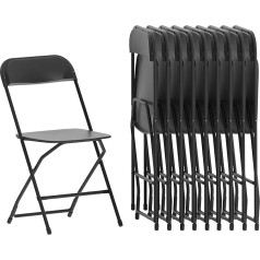 Flash Furniture Sulankstoma kėdė, plastikinis plieninis rėmas, juoda, 46 x 44 x 80 cm, 10 vnt.