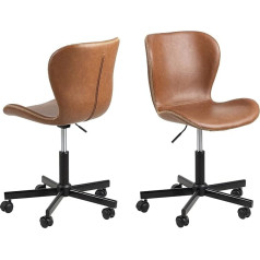 Ac Design Furniture Sabine Regulējams augstuma regulēšanas galda krēsls ar grozāmo funkciju, brūns mākslīgās ādas pārvalks, mājas biroja mēbeles, kabinets, 54 D x 55 W x 87 H, matēts melns/brendijs