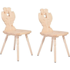4Betterdays.com Naturlich Leben! 2 ūkinių kėdžių komplektas iš aukštos kokybės pušies medienos, tradicinė medinė kėdė, kaimo namų kėdė, sėdynės aukštis: 45 cm, sėdynės gylis: 38 cm, rankų darbo iš Pietų Europos.