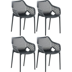 CLP Air XL Bistro Chairs, Stacking Chairs, Made of Plastic, with 44 cm Seat Height, Outdoor Chairs with Honeycomb Pattern, Colour: Dark Grey