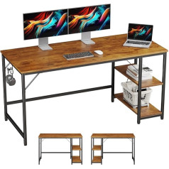 Joiscope Столы, компьютерный стол, стол Latop, промышленный дизайн, учебный стол с деревянными полками, для учебы, офиса, спальни, 152 x 60 x 75 см (отдел