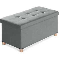 Brian & Dany Bench with Storage Space, Foldable Seat Chest Stool with Lid, Seat Cube Footrest, Grey, 76 x 38 x 40 cm