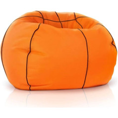 Green Bean © Basketbola pupiņu maiss gatavs 250 L EPS bumbiņu pildījums - bērniem un pieaugušajiem 90 cm pupiņu maiss Giant Bean Bag Cushion Lounge Chair Seat Cushion Mazgājams pārvalks Gaming Chair Orange