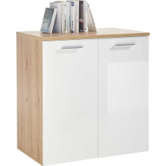 Möbel Jack Kumode ar atvilktnēm Bufete | Decor | Artisan Oak | White High Gloss | 2 durvis | 80 x 85 x 50 cm