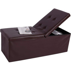 Bakaji Bedroom Bench Storage Box Folding Storage Box Faux Leather Cover Removable Seat Padded Size 38 x 115 cm (Brown)