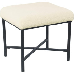 Homepop Cream Faux Fur Square Metal Ottoman