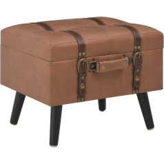 Festnight Taburetė su laikymo vieta, dirbtinės odos taburetė, laikymo dėžė, sėdynės skrynia, minkšta taburetė su medžio masyvo kojomis, ruda, 40 x 33 x 33 cm