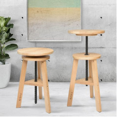 Artina Tapybos taburetė Arles Ø 30 cm sėdynė pasukama medinė taburetė, reguliuojamas aukštis 48-66 cm - apvali 360 laipsnių pasukama ir elastinga, buko mediena, menininko pasukama kėdė ir dirbtuvių taburetė