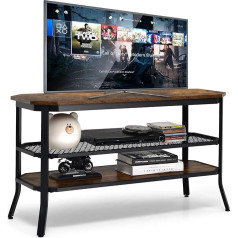 Costway TV Stand for TVs up to 46 Inches, Industrial TV Cabinet with Shelves, Wooden TV Cabinet with Steel Frame, Console Table for Living Room, Bedroom, Vintage, 100 x 40 x 55.5 cm