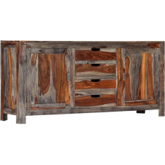 Vidaxl Šēšama koka masīvkoka bufete ar 2 durvīm un 4 atvilktnēm Bufete Kumode TV skapītis TV skapītis TV galdiņš Lowboard Rosewood Grey 160 x 40 x 75 cm