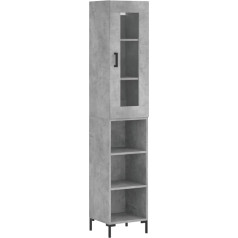 vidaXL Highboard Concrete Grey 34,5 x 34 x 180 cm Koka materiāls