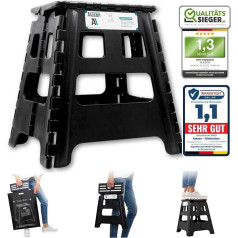 Alason ® Step Stool 39 cm High – Comparison Winner – Up to 200 kg Load Capacity Including Storage Bag, Space-Saving Folding Stool/Foldable, Anthracite/Black – Folding Step for Children and Adults