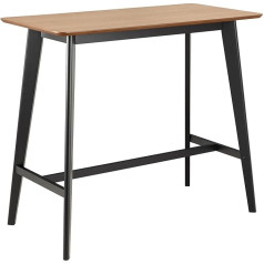 Ac Design Furniture Roxanne bāra galds ar ozolkoka finiera galda virsmu un melnām koka kājām Augsts kontrasts Modern Retro stila bāra mēbeles Virtuves mēbeles W120 x H105 x D60cm