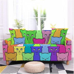 Lijucai Cute Cat Pattern Dīvāna pārvalks dzīvojamās istabas krēslam Dīvāns 1/2/3/4 Sēdeklis Elastīgie pārklāji visiem stūriem Dīvāns Mēbeles Stretch Set, CQ148,1,4, Sēdeklis 235,300 cm