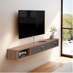 Pmnianhua Koka TV skapītis, TV skapītis ar 2 grozāmām durvīm, Bufete, mediju konsole, TV skapītis ar kabeļu atverēm (180 cm, brūns)