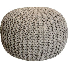 Voglrieder Pouf Knitted Stool Chunky Knit Hand-Knotted Diameter 55 cm Beige