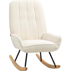 Homcom Šūpuļkrēsls ar šerpas vilnas atpūtas krēslu Dzīvojamās istabas krēsls guļamistabai Bērnu istabas krēsls Noslodzes ietilpība līdz 150 kg Krēmkrāsas balta 63 x 95 x 97 cm