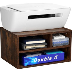 Fydeamer Стоячий стол с ящиком, подставка для принтера, стол, деревянный держатель для принтера с 3 открытыми отделениями, органайзер для офиса 