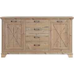 Forte Nepal Bramberg egles kumode ar 2 durvīm un 4 atvilktnēm 175 x 97,2 x 45 cm