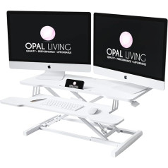 Opal Living Reguliuojamas rašomasis stalas - 36 colių - monitoriaus laikiklis - ergonomiškas kompiuterio stovas - planšetinio kompiuterio ir išmaniojo telefono laikiklis - neslystančios kojelės - padeda stiprinti sveikatą