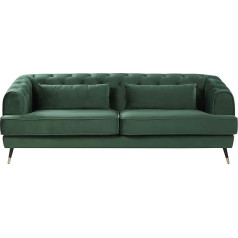 Beliani Retro aksomo 3 vietų sofa tamsiai žalios spalvos 