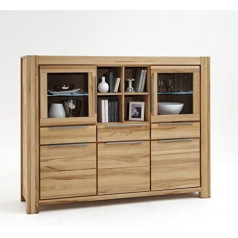 Ellberg Highboard in Solid Heartwood Beech Wood Oiled with Continuous Slats 6665