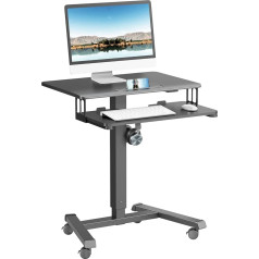 Ergomaker Регулируемый по высоте стол, стоячий стол с лотком для клавиатуры, 65 x 45 см, мобильный стол для ноутбука, надкроватный стол, черный, сто