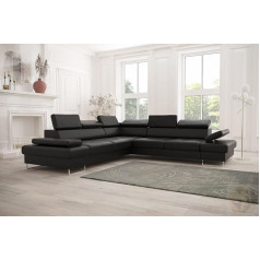 Lenart FRIDERIK-EU Odinė sofa, kampinė sofa su miego funkcija [Dešinė - juoda] Kampinė sofa su miego funkcija, Svetainės sofa, Kampinė sofa, Svetainės baldai, Sofos ir sofos, Sofa