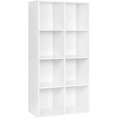 Woltu SK002ws4 Grāmatu plaukts stāvošs plauktu glabāšanas plaukts Room Divider Biroja plaukts Mapēšanas skapis MDF 8 nodalījumi Balts 60 x 29,5 x 121 cm