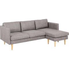 Ac Design Furniture Milla 2-vietīgs dīvāns ar atpūtas krēslu gaiši pelēkā/brūnā krāsā, neliels stūra dīvāns 2 personām, L-veida dīvāns ar roku balstiem, retro stila dīvāns, platums: 201 x augstums: 84 x dziļums: 132 cm