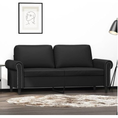 LAPOOH 2 vietų sofa juoda 140 cm, odos imitacija, svetainės sofa, sofos ir kušetės, poilsio sofa, svetainės sofa, miegamoji sofa - 359504