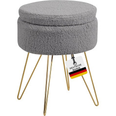 Albatros International Albatros Cannes Stool with Storage Space, Modern Design, Elegant Sherpa Cover, Seat Chest or Bench with Storage Space, Ideal as a Footstool or Stool Dressing Table, Grey