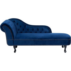 Beliani Retro récamière Chesterfield stiliaus kairiojo šono aksomo audinio mėlyna Nimes