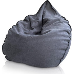 Aiire Relaxo Bean Bag XXL dizains - moderns pūkains Bean Bag krēsls ar pildījumu pieaugušajiem un zēniem - grezns Bean Bag dīvāns ar atzveltni mīlīgam stūrī pelēks