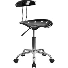 Flash Furniture Darba krēsls ar atzveltni - Ergonomisks galda krēsls, regulējams augstums - Biroja krēsls ar traktora sēdekli mājas birojam - Melns, 41,91 x 43,18 x 88,27 cm