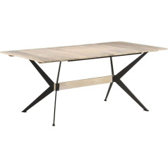 Vidaxl Mango koka masīvkoka pusdienu galds Rūpnieciskā stila virtuves galds Ēdamistabas galds Koka galds Ēdamgalds Ēdamistabas virtuve 180 x 90 x 76 cm Tērauds