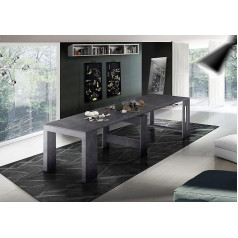 ‎Dmora Dmora moderns, Itālijā ražots, izvelkams pusdienu galds līdz 12 sēdvietām, ar pagarinājuma turētāju, 51 x 90 x 77 cm (līdz 300 cm), šīfera pelēks