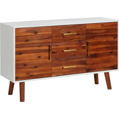 Vidaxl Masīvkoka akācijas masīvkoka bufete ar 3 atvilktnēm un 2 durvīm Kumode Bufetes skapis Daudzfunkcionāls skapis 110 x 35 x 70 cm MDF