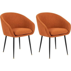 GIA Wohnmöbel Modern sērijas krēsls imitācijas lina imitācija ar matēti melnu dzelzs kāju, lina dzelzs putas, oranžs/vakara sarkans ar saulrieta ševrona rakstu, 2 gab. iepakojumā