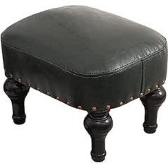 Diicma Small Footstool, Ottoman, Leather, Padded Footrest, Wooden Footrest, Stool, Sofa Stool for Footrest for Living Room (Color : Dark Green)