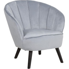 Beliani Galmour Dala Armchair Velvet Fabric Grey Shell Shape with Wooden Legs Dark Brown Retro