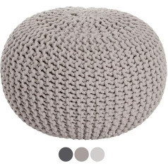 Soma Trikotāžas taburete Pufs Sēdeklis Pufs Chunky Knit Look Diametrs 45 cm Augstums 30 cm 45 x 30 x 45 cm Gaiši pelēks