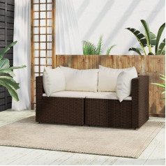 Whopbxgad Svetainės baldų komplektai,Svetainės baldų komplektai,Sofa lova,Garten-Ecksofas mit Kissen 2 STK. Braun Poly Rattanmodular Sofa,modulinė sofa,modulinė sofa,lauko terasos baldai,