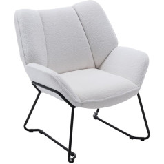 Chairus Mākslīgās kažokādas Longue krēsls viesistabai Balkons Moderns mīkstās mīkstās krēsls Atpūtas krēsls ar metāla kājām (balts)