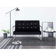 Camerina 2 sėdimų vietų sofa su porankiais Juoda chromo ir aksomo modulinė sofa Jaunimo sofa Meilės sėdynė Dvi sofos Maža