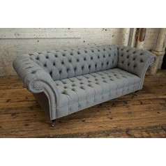 Jvmoebel Pilka Chesterfield sofa Tekstilės apmušalai Sėdynės komplektas Sofa Audinys Sofos 3 sėdimos vietos