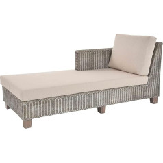 Krines Home Modern Vermont Rattan Chaise Lounge Lounger with Upholstery (Vintage Grey)