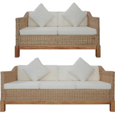 Yongdu 2-Piece Sofa Set with Cushions, Sofa Bed, Sofa Bed, Couch with Sleep Function, Sofas & Couches, Sofa Bed, Natural Rattan