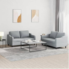 CIADAZ 2-TLG. Sofos komplektas su pagalvėlėmis, šviesiai pilkas audinys, poilsio sofa, sofos ir kušetės, poilsio sofa, svetainės sofa, sofa su miegojimo funkcija - 3201802