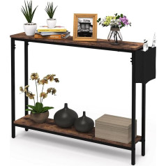 AIDIRui Console Table, Slim Sofa Table with Shelf and Small Magazine Compartment, Industrial Entrance Table